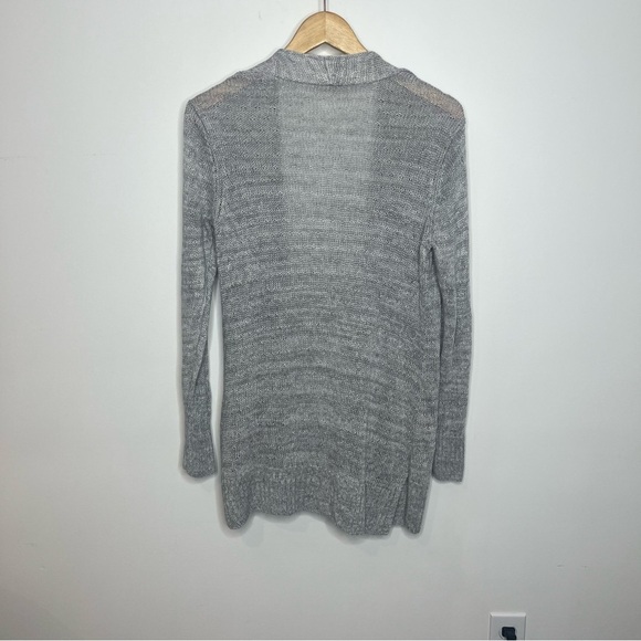 Eileen Fisher Women's Size Medium Grey 100% Organic Linen Loose Knit Cardigan - Picture 6 of 12